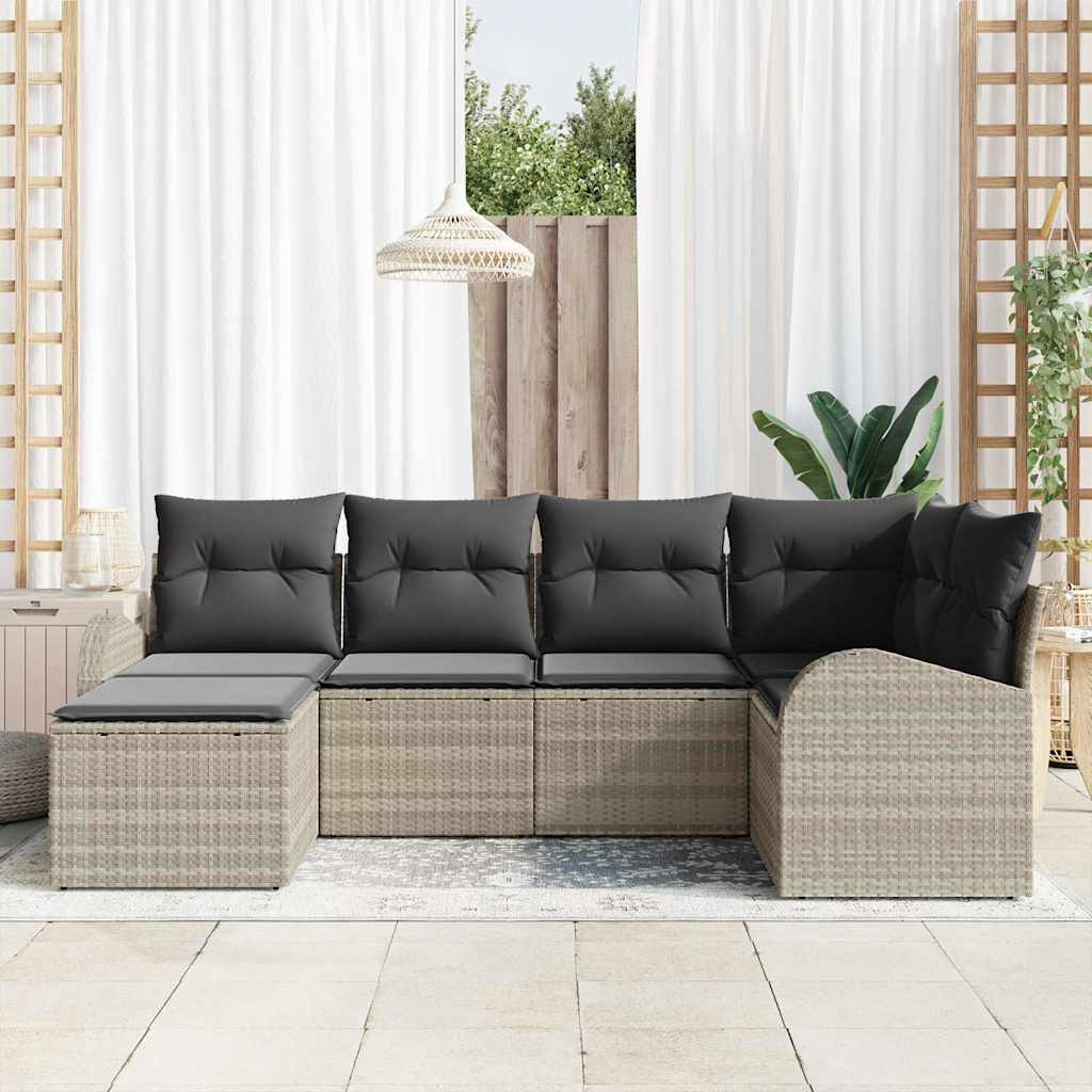 Gartensofa-set Hellgrau Poly-Rattan