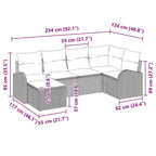 Gartensofa-set 6 pcs Schwarz Poly-Rattan