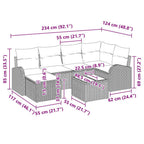 Gartensofa-set 7 pcs Schwarz Poly-Rattan