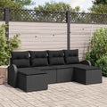 Gartensofa-set mit Kissen 6 pcs Schwarz Poly Rattan