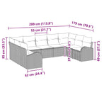 Sofa Set mit Kissen Schwarz Poly Rattan