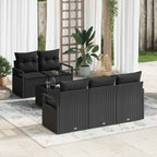 Sofa Set mit Kissen 6 pcs Schwarz Poly Rattan