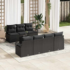 Sofa Set mit Kissen 8 pcs Schwarz Poly Rattan