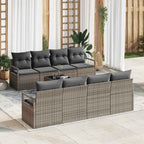 Sofa Set mit Kissen 7 pcs Grau Poly Rattan