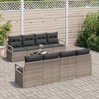 Sofa Set mit Kissen 7 pcs Grau Poly Rattan