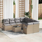 Sofa Set mit Kissen 9 pcs Beige und Grau Poly Rattan