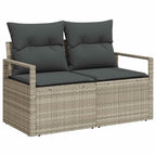 Sofa Set mit Kissen 9 pcs Hellgrau und Schwarz Poly Rattan