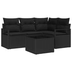 Sofa Set 5 pcs Schwarz Poly-Rattan
