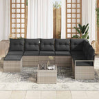 Sofa Set mit Kissen 9 pcs Hellgrau Poly Rattan