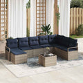 Sofa Set mit Kissen 9 pcs Grau Poly-Rattan