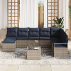 Sofa Set mit Kissen 9 pcs Grau Poly-Rattan