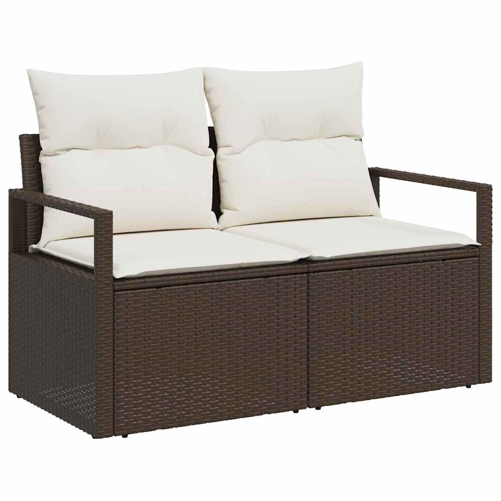 Sofa Set mit Kissen 6 pcs Braun Poly Rattan