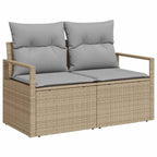Sofa Set mit Kissen 6 pcs Beige Poly Rattan