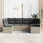 Sofa Set mit Kissen 6 pcs Hellgrau Poly Rattan