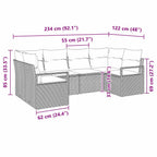 Sofa Set mit Kissen 6 pcs Schwarz Poly-Rattan