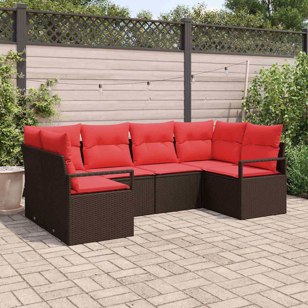 Sofa Set mit Kissen 6 pcs Braun Poly Rattan