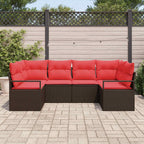Sofa Set mit Kissen 6 pcs Braun Poly Rattan