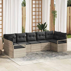 Sofa Set mit Kissen 7 pcs Hellgrau Poly Rattan