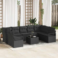 Sofa Set mit Kissen 10 pcs Schwarz Poly-Rattan