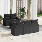 Sofa Set mit Kissen mit Kissen 6 pcs Schwarz Poly Rattan