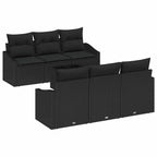 Sofa Set mit Kissen mit Kissen 7 pcs Schwarz Poly Rattan