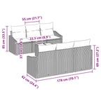 Sofa Set mit Kissen 7 pcs Schwarz und Türkis Poly Rattan