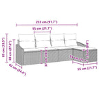 Sofa Set mit Kissen 5 pcs Schwarz Poly Rattan