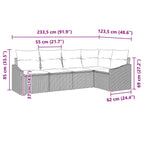 Sofa Set mit Kissen 5 pcs Schwarz Poly-Rattan