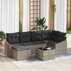 Sofa Set mit Kissen 7 pcs Hellgrau Poly Rattan