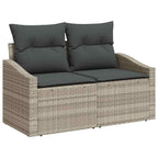 Sofa Set mit Kissen 7 pcs Hellgrau Poly Rattan