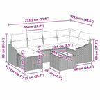 Sofa Set mit Kissen 7 pcs Schwarz Poly Rattan