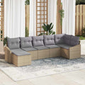 Sofa Set mit Kissen 7 pcs Beige Poly-Rattan