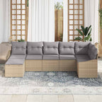 Sofa Set mit Kissen 7 pcs Beige Poly-Rattan