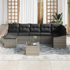 Sofa Set mit Kissen 8 pcs Grau Poly Rattan