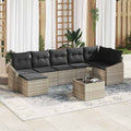 Sofa Set mit Kissen 8 pcs Hellgrau Poly-Rattan