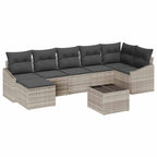 Sofa Set mit Kissen 8 pcs Hellgrau Poly-Rattan