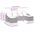 Sofa Set mit Kissen 6 pcs Grau Poly Rattan