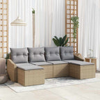 Sofa Set mit Kissen 6 pcs Beige Poly-Rattan