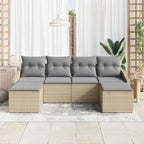 Sofa Set mit Kissen 6 pcs Beige Poly-Rattan
