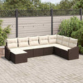 Sofa Set mit Kissen 8 pcs Braun Poly-Rattan