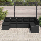 Sofa Set mit Kissen 8 pcs Schwarz Poly-Rattan