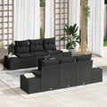 Sofa Set mit Kissen 7 pcs Schwarz Poly Rattan