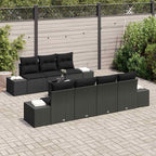 Sofa Set mit Kissen 8 pcs Schwarz Poly Rattan