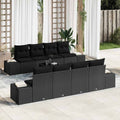 Sofa Set mit Kissen 7 pcs Schwarz Poly Rattan