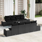 Sofa Set mit Kissen 7 pcs Schwarz Poly Rattan