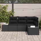 Gartensofa-set 4 pcs Schwarz Poly-Rattan