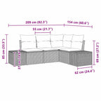 Gartensofa-set 4 pcs Schwarz Poly-Rattan
