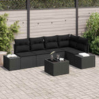 Gartensofa-set 6 pcs Schwarz Poly-Rattan