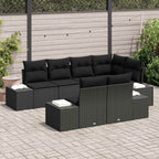 Gartensofa-set mit Kissen 7 pcs Schwarz Poly-Rattan