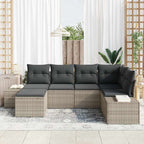 Gartensofa-set mit Kissen 6 pcs Hellgrau Poly-Rattan